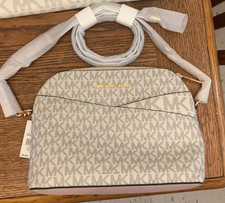 Michael Kors Jet Set  Dome MK Signature Canvas Coated PVC  Crossbody Purse Bag