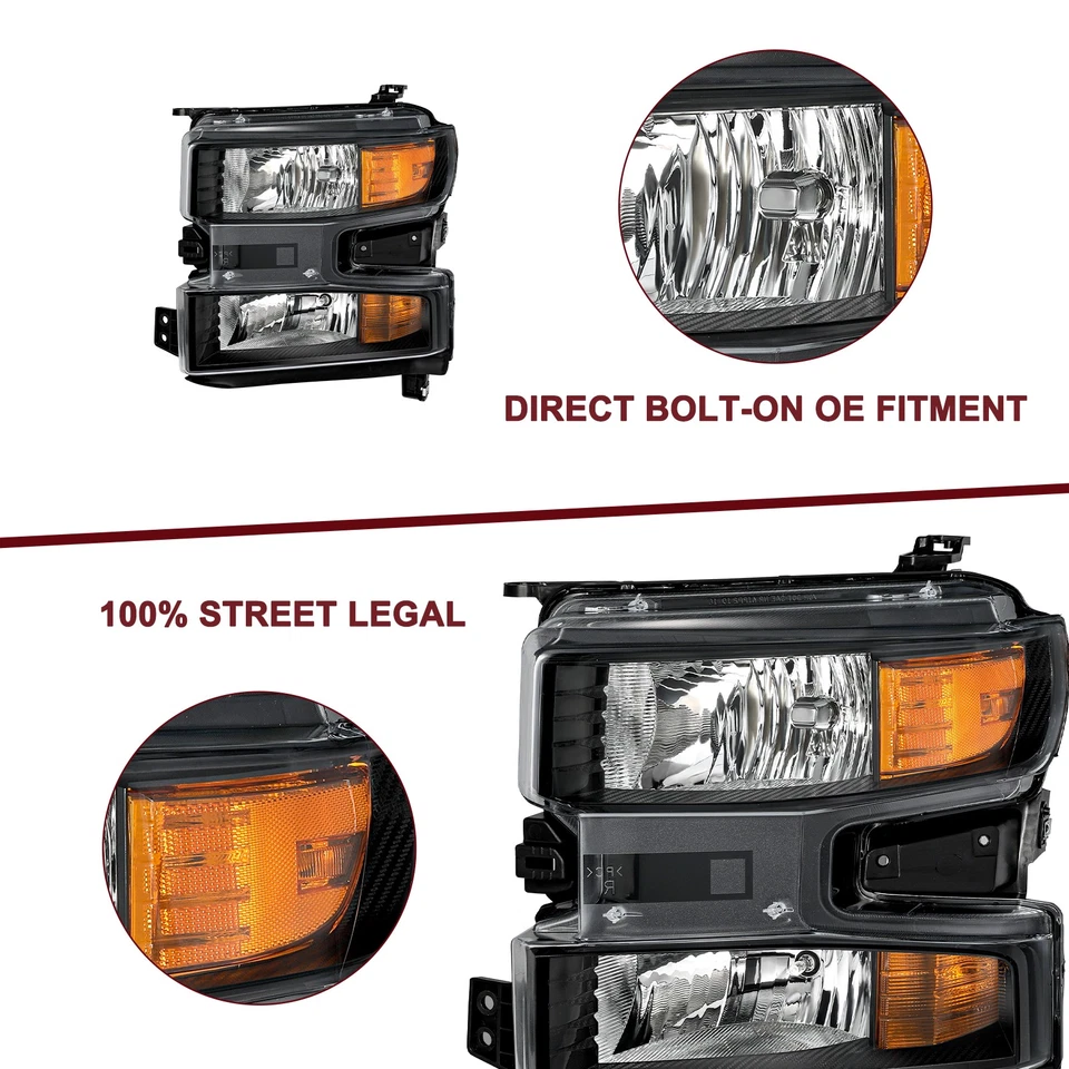 Галогенные фары для левой и правой стороны Chevy Silverado 1500 2019-2021 годов выпуска - Изображение 4 из 4