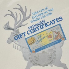 1992 McDonalds Restaurant Holiday List Gift Certificates Advertising