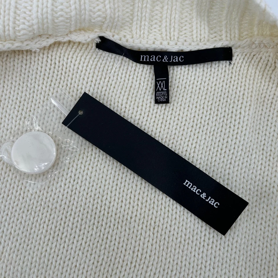 Mac & Jac Cardigan Size 2 Extra Large XXL Cream Short Sleeve Cable Knit NWT Cozy - Image 4 of 4