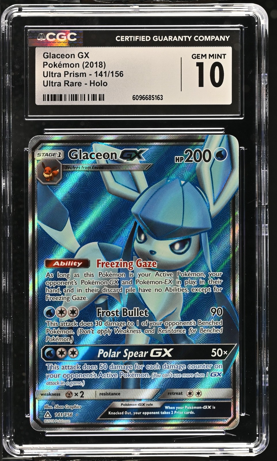 GLACEON GX Ultra Prism Holo Rare #141 CGC 10 Pokemon [Nostalgium]