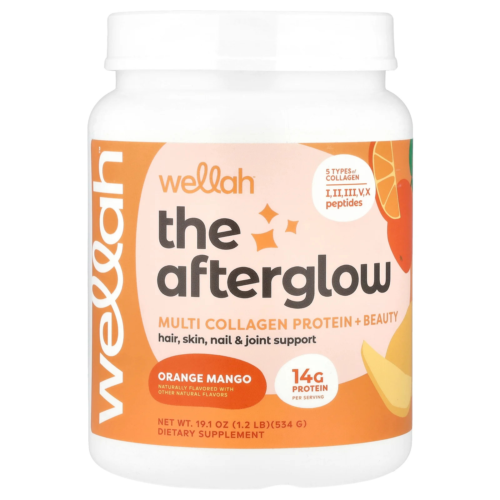 The Afterglow, Multi Collagen Protein + Beauty, Orange Mango, 1.2 lb (534 g)