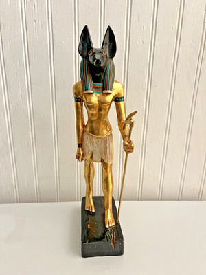 Standing Statue of Anubis, Egyptian God of the Underworld 11'' Black Gold