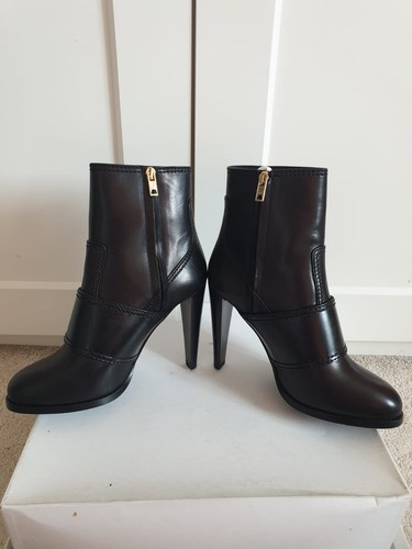 BNIB Burberry Portesham Black Buckle 110mm Platform Ankle Boots Heeled UK 7 EU40 - Picture 6 of 17