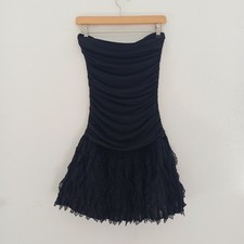Dress size 10 black bardot sleeveless raa raa skirt y2k 80s 90s bandeau party