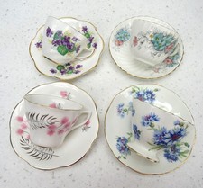 Vintage Lot of 4 Mixed Teacups Saucers Clare ...