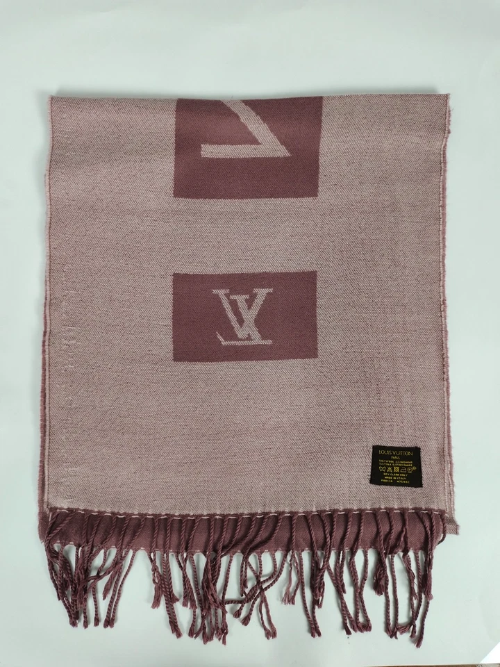 Louis Vuitton genuino vintage rosa lana invierno bufanda bufandas Foto 3 de 4