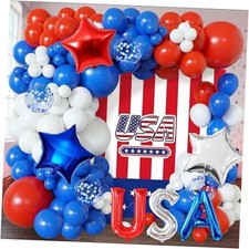 107 Pcs Red White and Blue Balloon Fourth of July,Patriotic, Nautical, Athletic