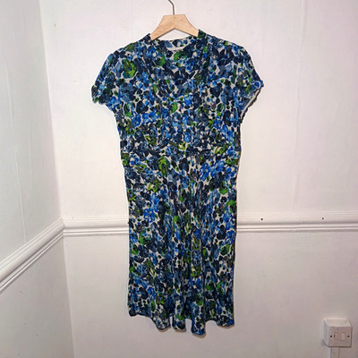 Rocha John Rocha Womens Dress Green Size UK 16 Blue Floral Wedding Ruffle