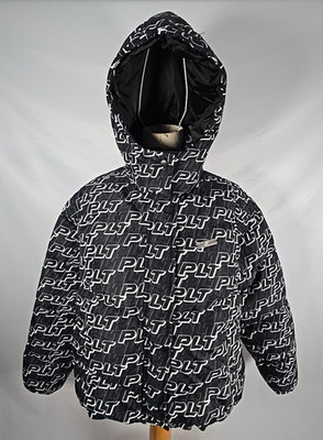 PRETTY LITTLE THING Skijacke einfarbig bedruckt Long Line Puffer neu mit Etikett UK 10