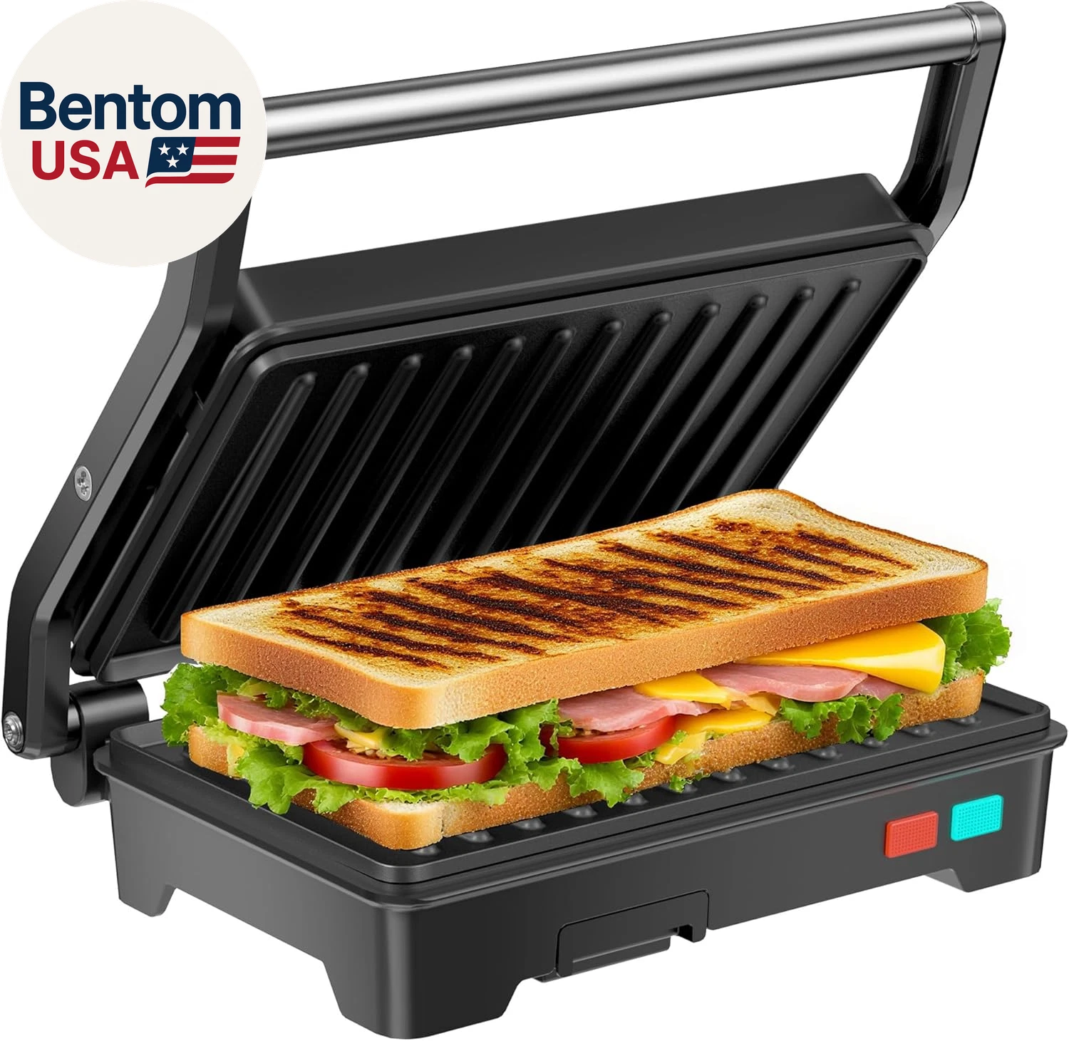 Panini Press Grill, 1000W Sandwich Maker with Non-Stick Coated Plates, Opens 180
Opens in a new wind