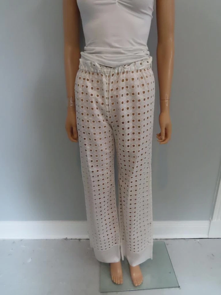 Calça de praia La Perla quadrada off-weiß crochê/cortada tamanho 42/EUA 6 nova com etiquetas