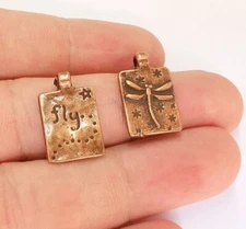 4 Dragonfly Double Sided Antique Copper Plated Charms jewelry Accessories G21989
