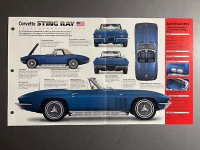 1963 - 1967 Chevrolet Corvette Sting Ray Spezial Blatt,Plakat,Ordner,Broschüre