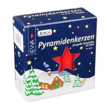 JEKA 17mm Large Red Christmas Pyramid Candles - 18 / Box -4" Tall X 11/16" Dia