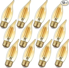 TORCHSTAR 12-Pack Dimmable E26 LED Candelabra Bulbs, C35 LED Chandelier Light Bu