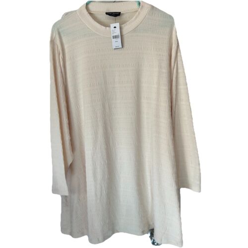 Women’s Lane Bryant Size 30/32 4X Top Shirt Blouse Cream Color Comfy Crew Neck