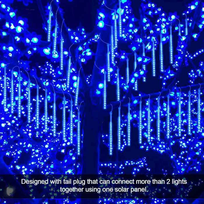 384 LED Solar Lluvia de Meteoros Cadena Luces Árbol Lámpara 8 Tubos Patio Exterior Navidad Foto 3 de 4
