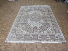 9 X 12'4 Hand Knotted Ivory Fine Nain With Silk Oriental Rug G6198