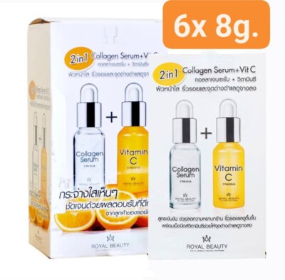 6x Royal Beauty Collagen Serum Vitamin C Reduce wrinkles dark spots 8g.
