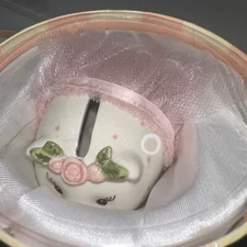 Mudpie Ceramic Pink & Floral Ballerina Pretty Piggy Money Bank VGC