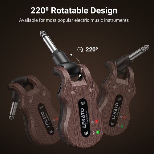 LEKATO Chitarra Wireless Trasmettitore Ricevitore Sistema Basso Set Ricaricabile Marrone - Foto 6 di 8