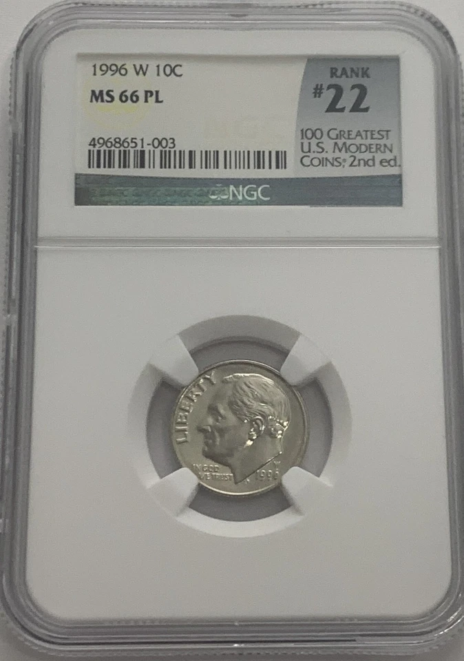 1996 W Roosevelt Dime NGC MS66 PL #22 OF 100 Greatest US Modern Coin Proof Like - Image 3 of 3