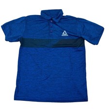 Reebok Boys Blue Space Dye Polo Shirt Short Sleeve Sz XL 18-20 Polyester Stretch