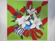 Needlepoint Canvas Large "Orchids  Roses"  by POIA Designs  Hand Painted