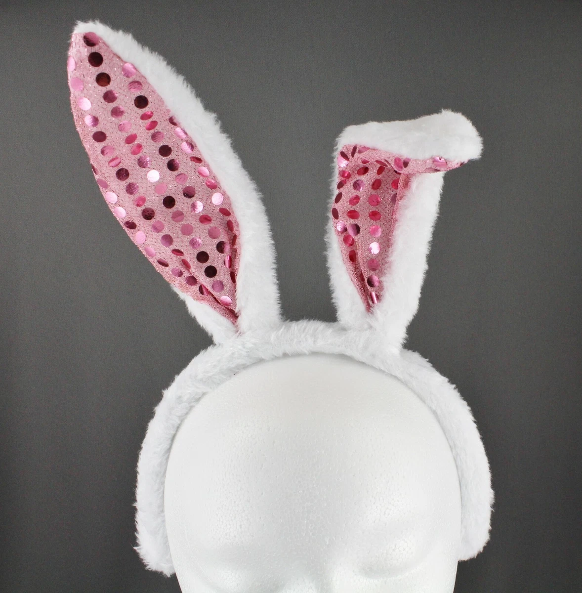 Bunny Ears Headband White Pink rabbit hair band accessory easter bunny  costume