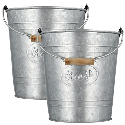 Autumn Alley 2 Pack Metal Farmhouse Trash Can  7L 2 Gallon Trash Can