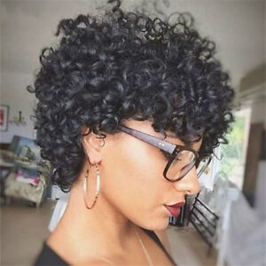 Details About Women Short Curly Pixie Cut Wig Brazilian Remy Human Hair Wigs None Lace Wig Us