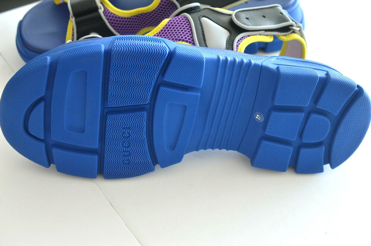 Gucci Authentic Blue Purple Sega Aguru Sandals Logo 13G/US