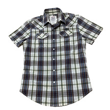 Levi's Western Wear Shirt Men S Brown Blue Pearl Snap Short Sleeve Cowboy Shirt