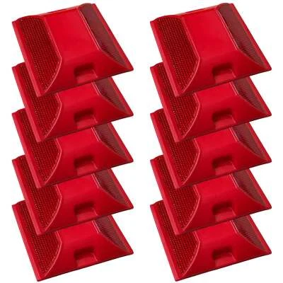 MERHOFF & LARKIN Road Reflectors Pack of 10 | 4 by 4 inch Red Street Pavement & Asphalt Markers