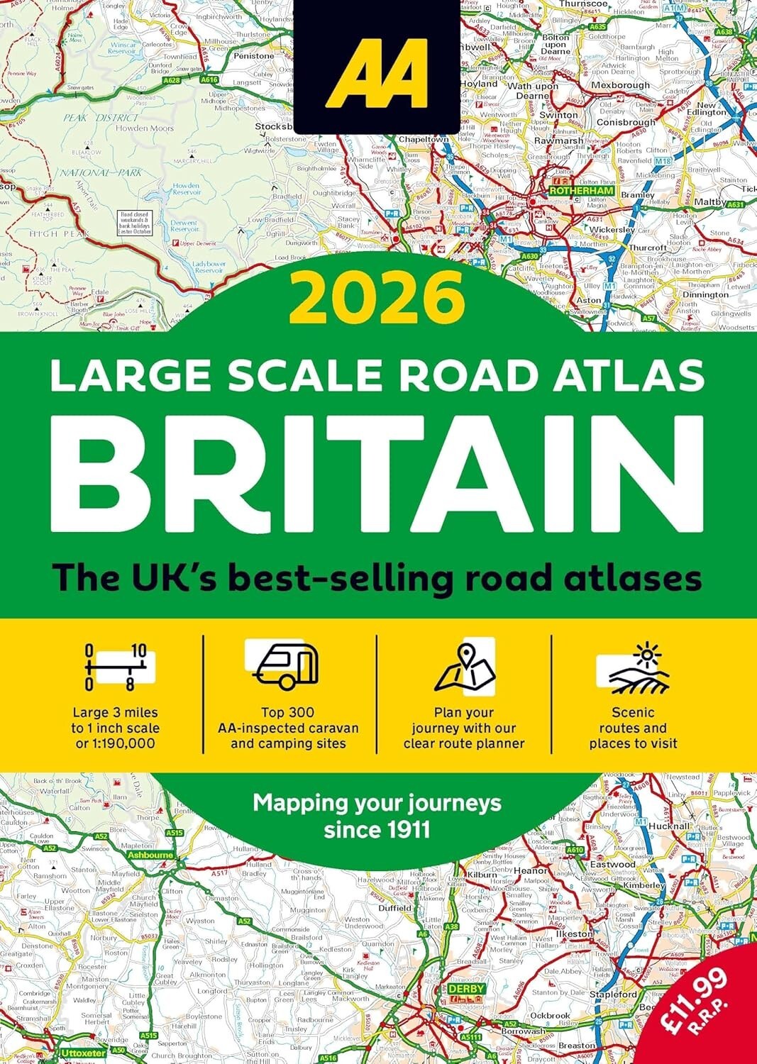 2026 Large Scale Road Atlas Britain (AA Publishing) 3 miles to 1 inch scale