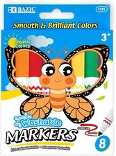 BAZIC 8 Color Broad Line Jumbo Washable Markers,Art Pens & Markers