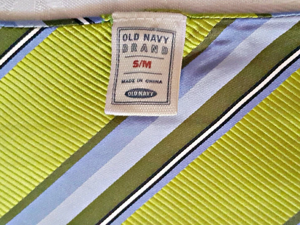 Bufanda De Colección Auténtica Antigua Azul Marino Rayas Arte Verde Azul Seda Larga Para Hombre Doble Foto 3 de 4