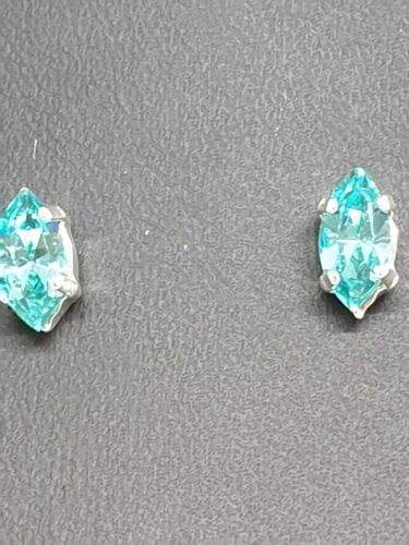 Gorgeous Small Navette Stud Earrings using Swarovski Light Turquoise. Made in UK - Picture 3 of 4