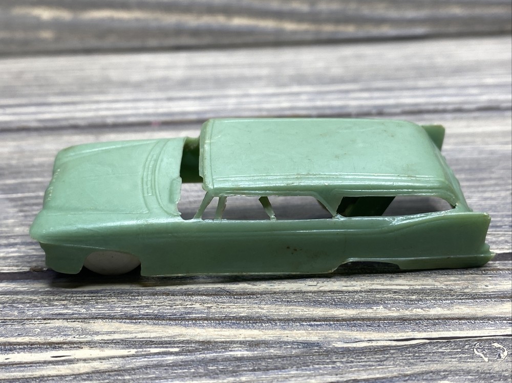 Vtg F&F Mold Dayton Ohio Plastic Green Antique Plymouth Station Wagon 3” Long