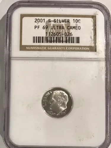 2001-S SILVER ROOSEVELT DIME PF69 ULTRA CAMEO NGC (026)