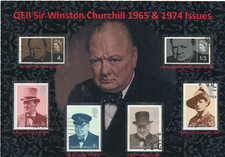 QEII NICE DISPLAY OF SIR WINSTON CHURCHILL ISSUES 1965 & 1974 POSTAL USED VFU#2