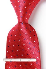 New Classic Polka Dot Red Blue White JACQUARD WOVEN 100 Silk Men's Necktie Tie