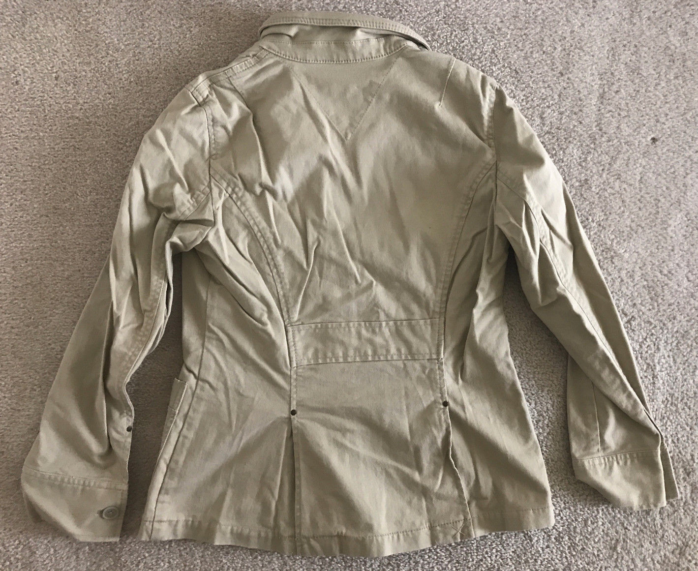 Tommy Hilfiger Women's Jacket Beige Stretch Size 6 Button Pocket Cotton EUC  thumbnail 5