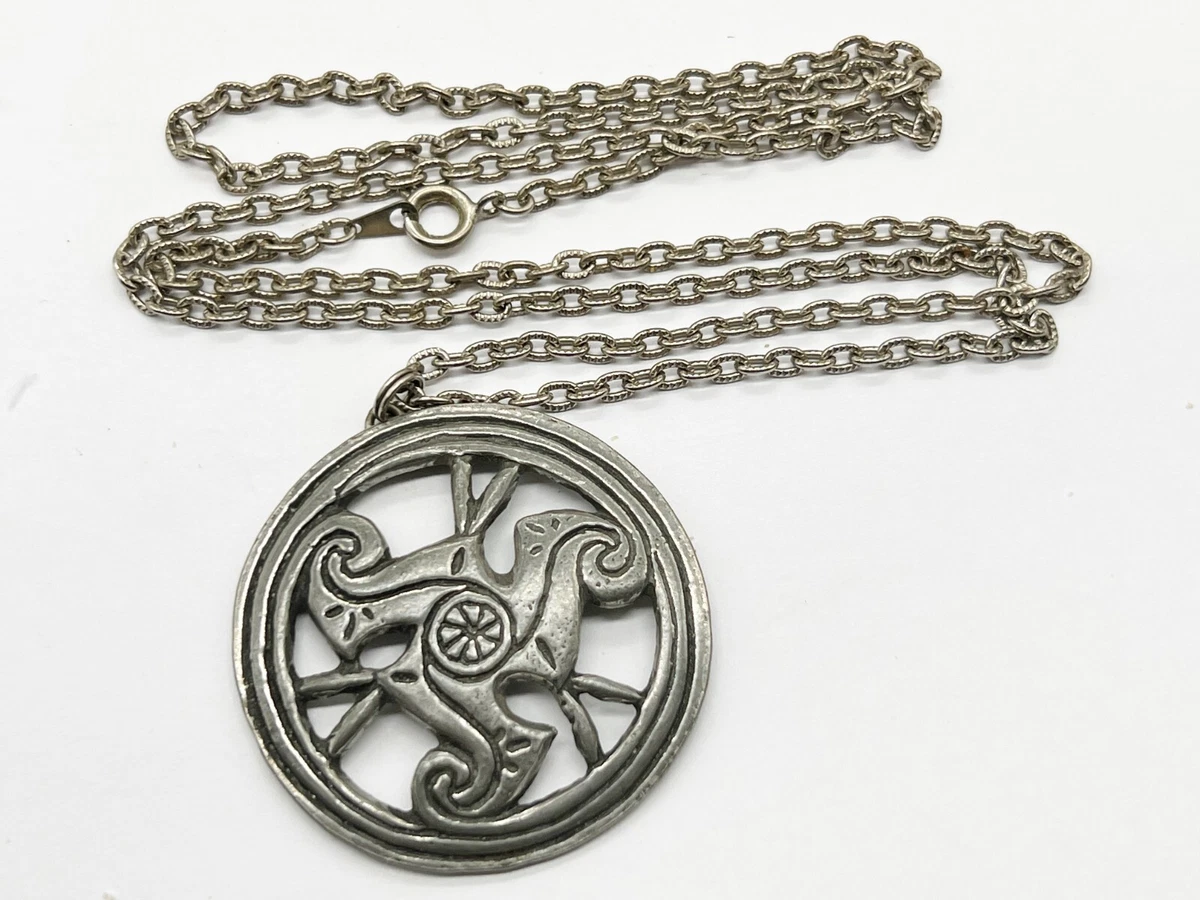 VINTAGE SIGNED St JUSTIN PEWTER CUT WORK CELTIC SCOTTISH PENDANT