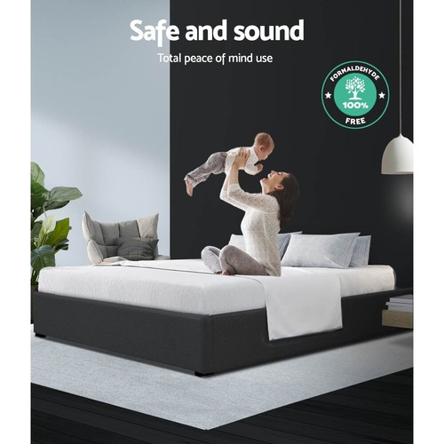 Artiss TOKI Queen Size Gas Lift Queen Size Bed Frame Charcoal (BFRAME