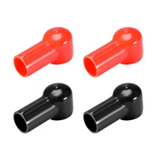 Battery Terminal Insulating Rubber Protector Covers 20mmx15mm Red Black 2 Pairs