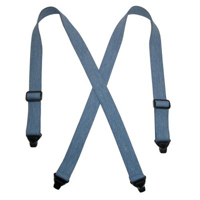 Mens Elastic Plastic Clip-End TSA Compliant Airport Suspenders, Denim