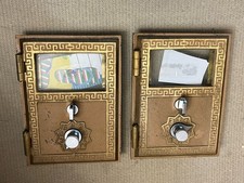 2 Vintage Antique Brass US POST OFFICE PO Box, Combination Door -Corbin  1957