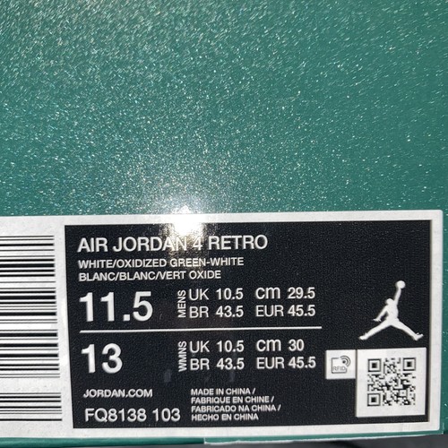 DS Jordan Retro 4 Oxidized Green Mens Size 11.5 - Picture 11 of 12